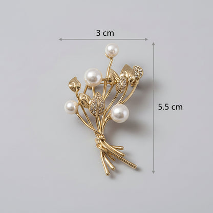Broche Fleur Or avec Perles | Twinolo