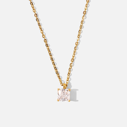 Collier en argent pour femme avec pierre carrée | Twinolo