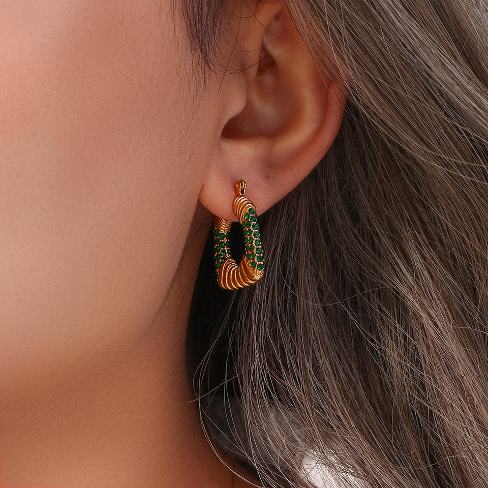 Fine Hoop Earrings with Zirconia Accents | Twinolo