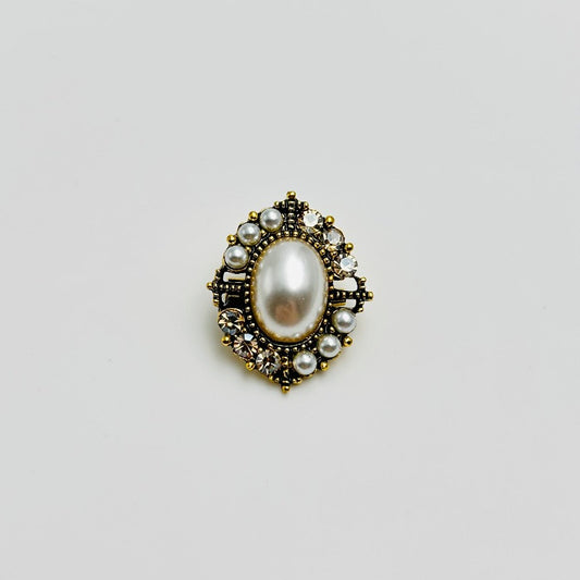 Broche - Elegante Broche met Kristallen en Parel