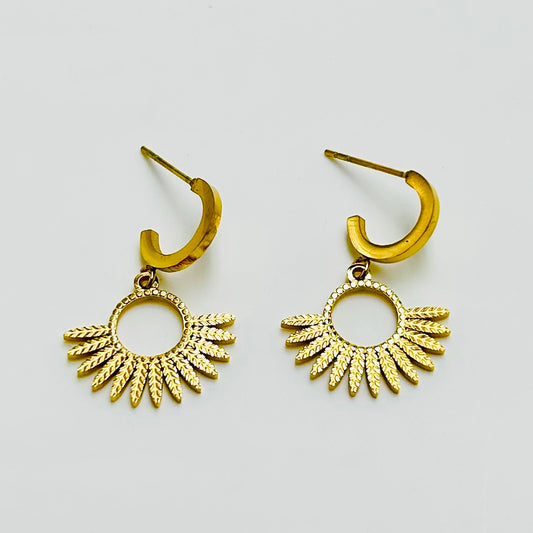 Boucles d'oreilles pendantes Soleil – Dorées & Estivales | Twinolo