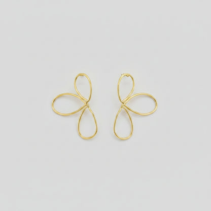Boucles d'oreilles fleuries minimalistes couleur or – Acier inoxydable | Twinolo