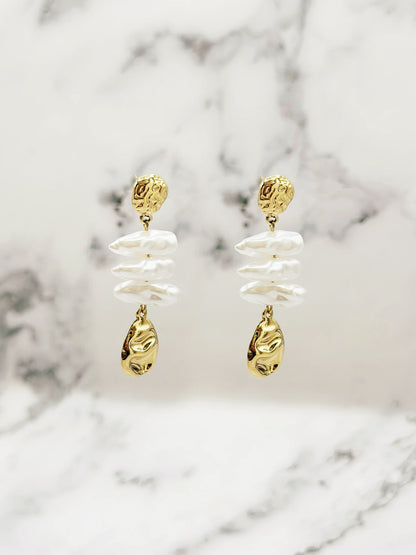 Boucles d'oreilles tendance effet nacre – Doré | Twinolo