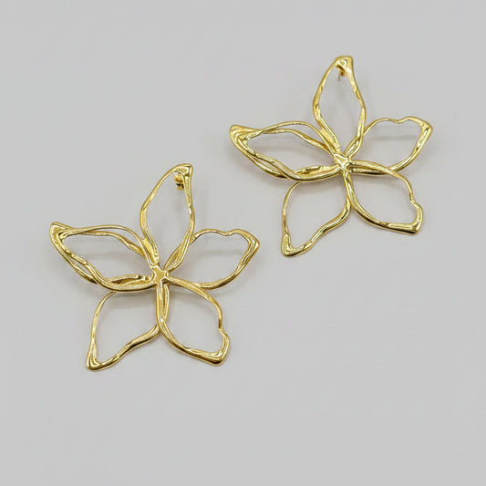 Open Flower Statement Oorbellen Goudkleurig – Stainless Steel | Twinolo