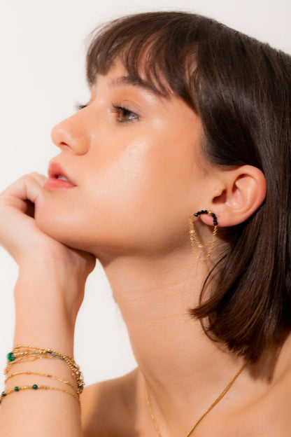 Boucles d'oreilles avec chaîne perlée – Look Boho Chic | Twinolo