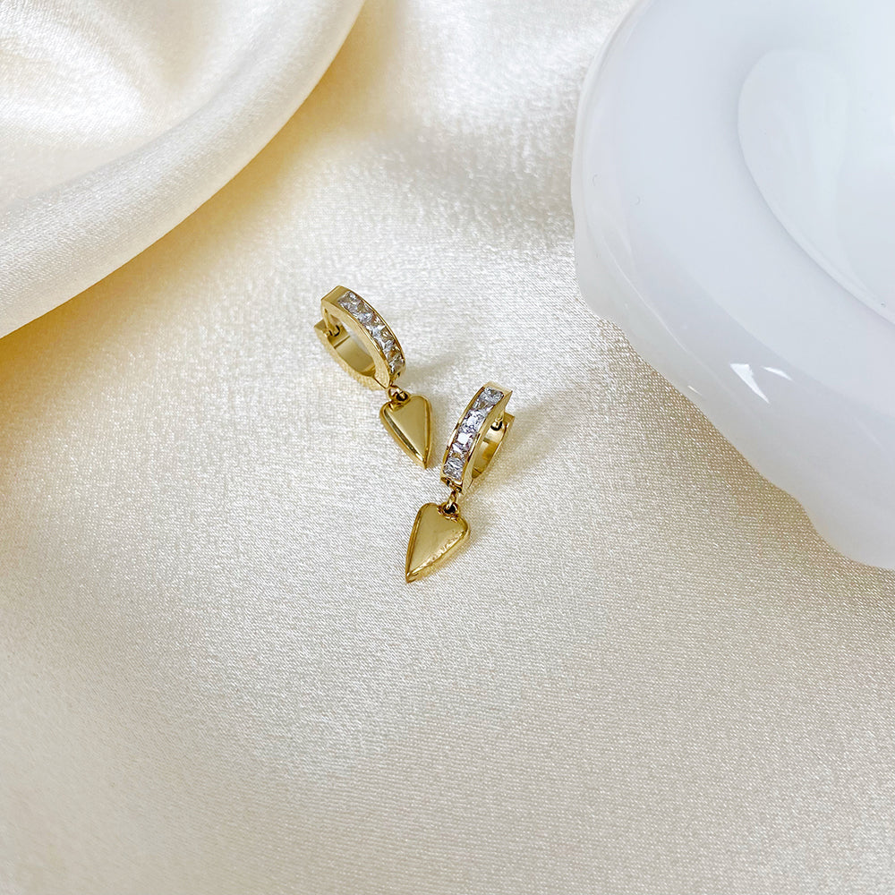 Golden Hoops with Heart Pendant – Romantic & Elegant | Twinolo