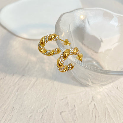 Croissant Oorbellen met Zirkonia – Elegant & Glinsterend | Twinolo