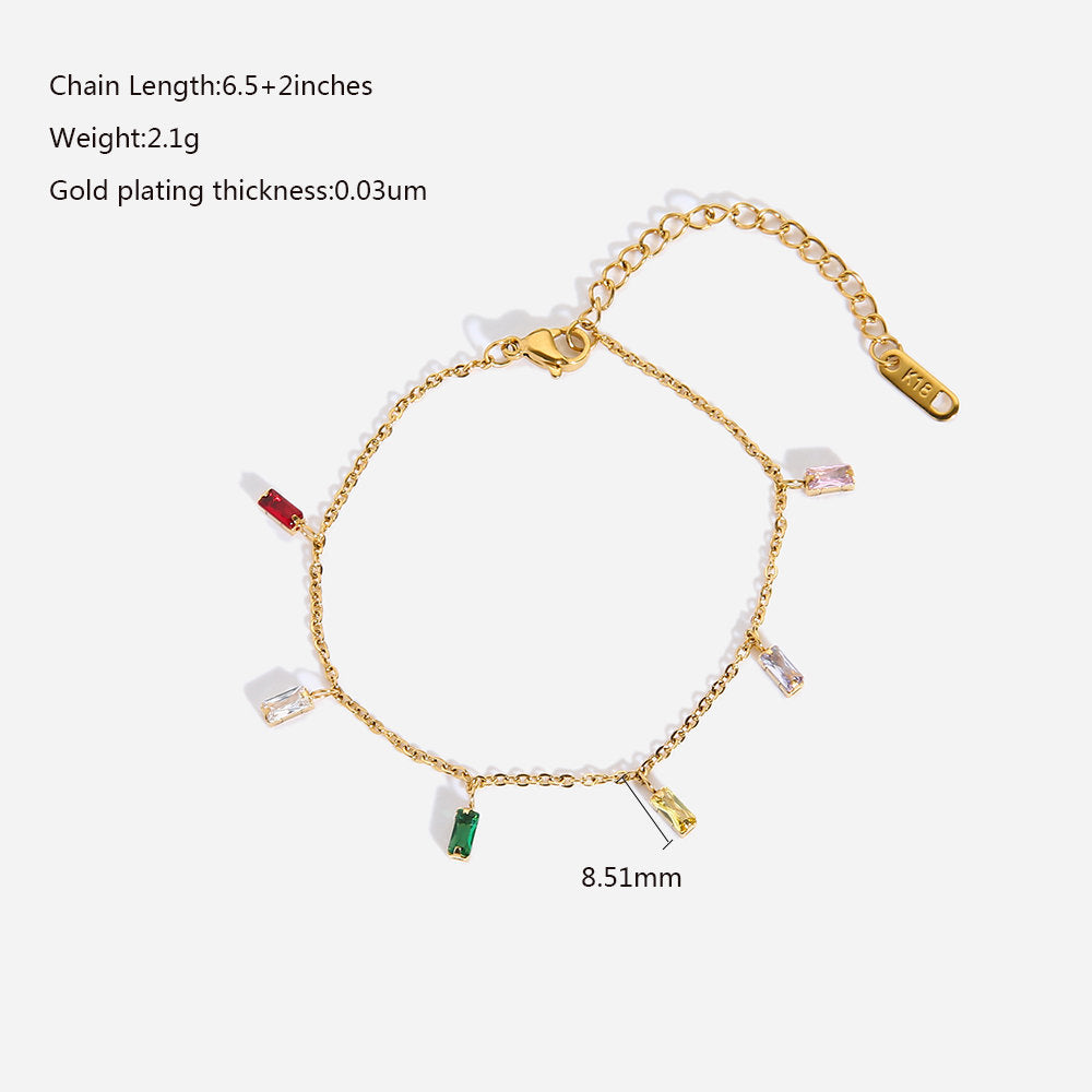 Fijne Armband met Multicolor Druppel Zirkonia’s – Speels & Sprankelend | Twinolo
