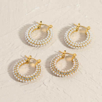 Créoles Dorées avec Perle – Style Classique | Twinolo