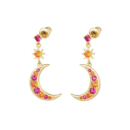 Boucles d'oreilles lune zircone coloré – Ludiques & Scintillantes | Twinolo