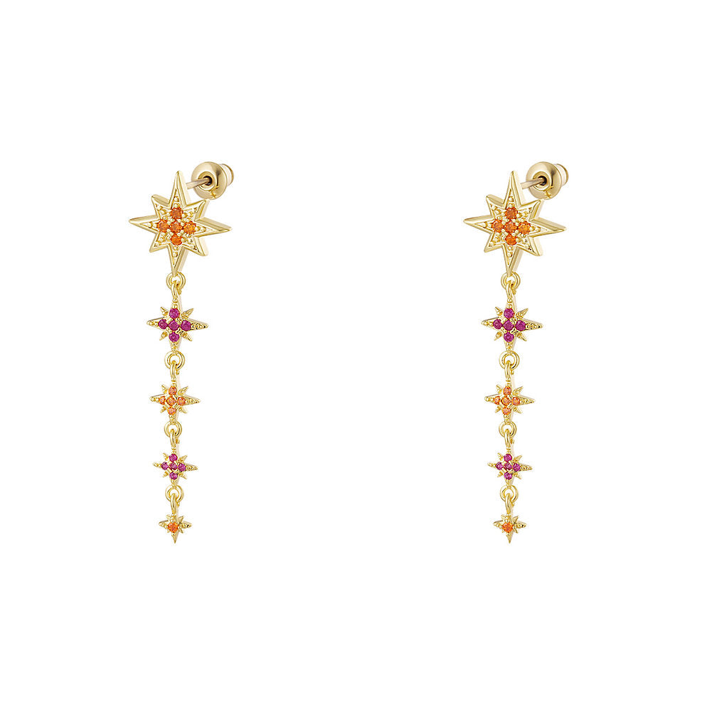 Oorhangers met Kleurvolle Zirkonia Ster – Levendig & Chic | Twinolo