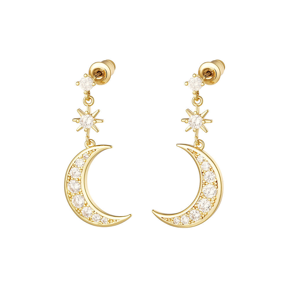 Boucles d'oreilles lune zircone coloré – Ludiques & Scintillantes | Twinolo