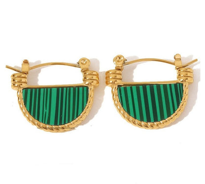 Half Round Earrings – Malachite & Mother of Pearl Variation | Twinolo