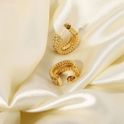 Mini Hoops with Sparkling Zirconia Stones – Elegant Design | Twinolo
