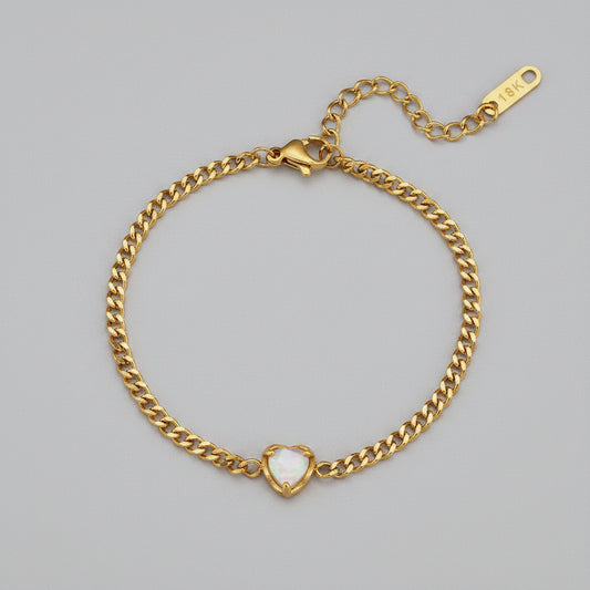 Fine Link Bracelet with Sparkling Zirconia | Twinolo