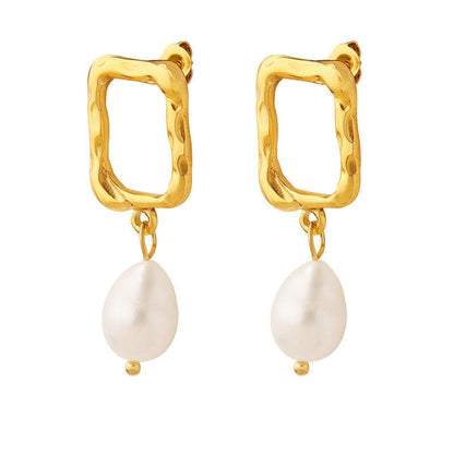 Boucles d'oreilles en or avec perle subtile - Élégance minimaliste | Twinolo
