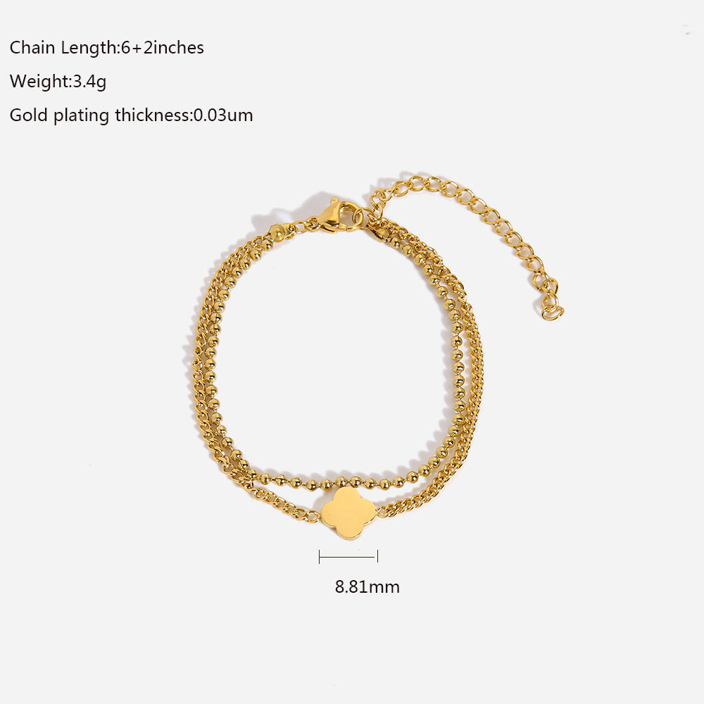 Gold-Colored Clover Link Bracelet – Charming & Elegant | Twinolo