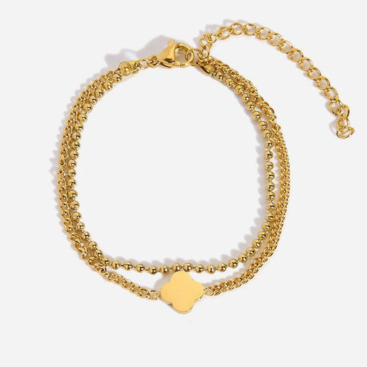 Goudkleurige Schakelarmband met Klavertje – Charmant & Elegant | Twinolo