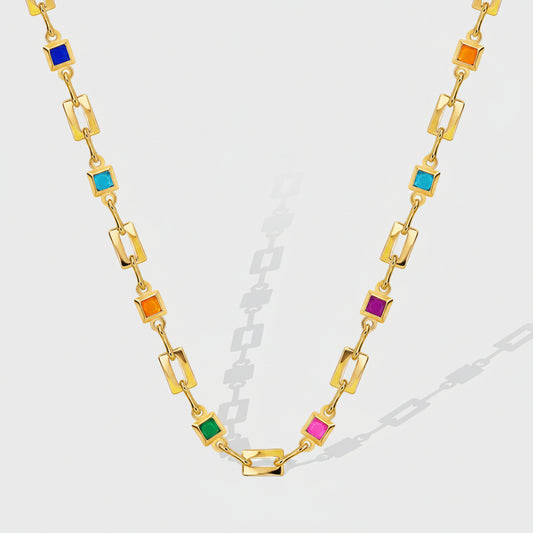 Ketting met Kleurrijke Zirkonia's – Speels & Sprankelend | Twinolo