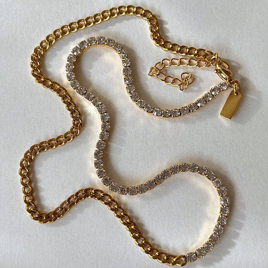 Chaîne Plaqué Or avec Zircons – Éclat Luxueux | Twinolo