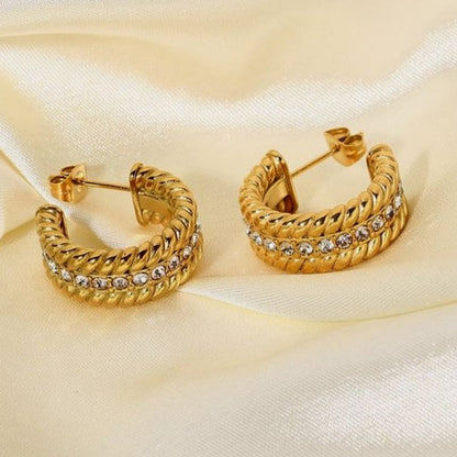 Mini Hoops with Sparkling Zirconia Stones – Elegant Design | Twinolo