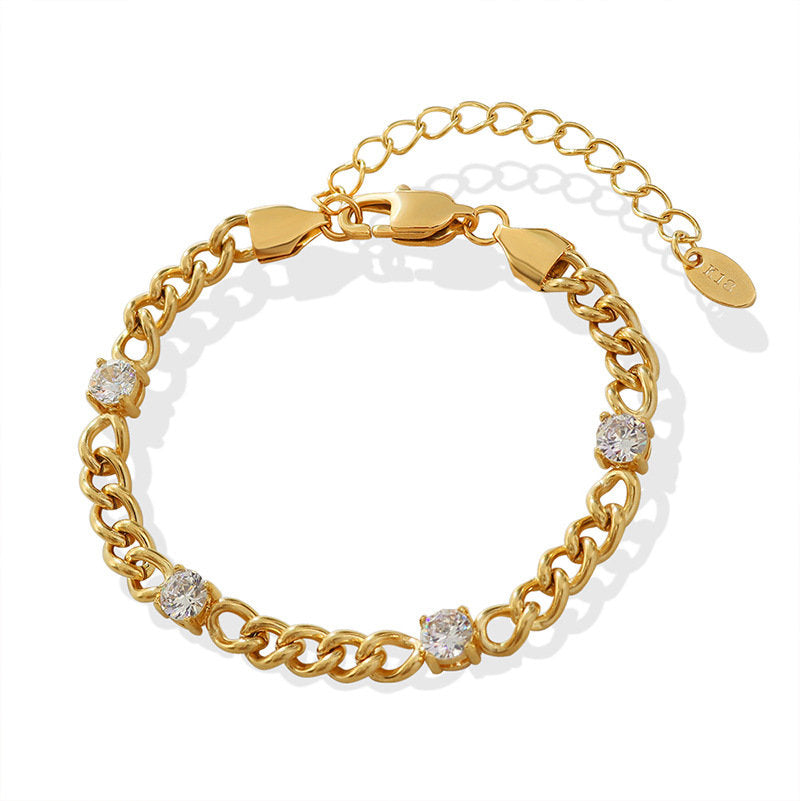 Zirconia Link Bracelet – Elegant & Shiny | Twinolo