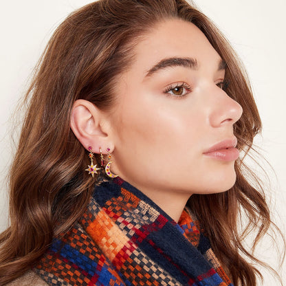 Boucles d'oreilles lune zircone coloré – Ludiques & Scintillantes | Twinolo