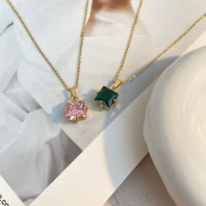 Collier en argent pour femme avec pierre carrée | Twinolo