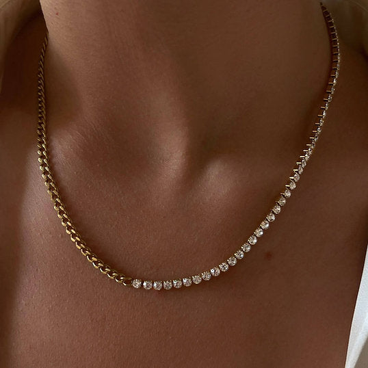 Chaîne Plaqué Or avec Zircons – Éclat Luxueux | Twinolo