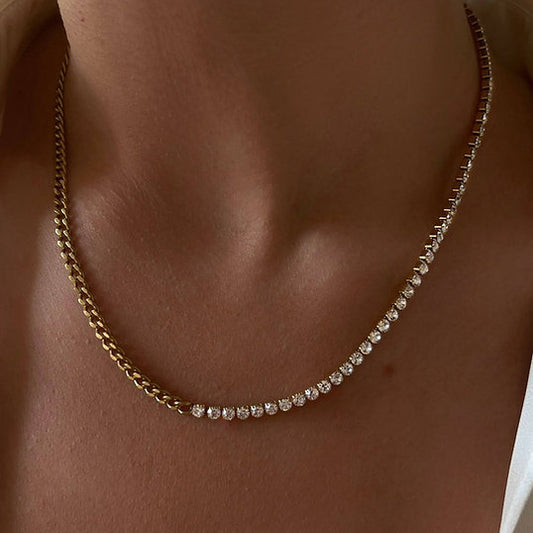 Vergulde Ketting met Zirkonia's – Luxe Glinstering | Twinolo