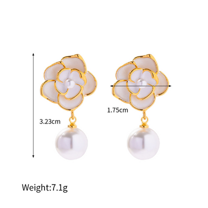 Flower Shaped Earrings with Pearl – Feminine Touch | Twinolo