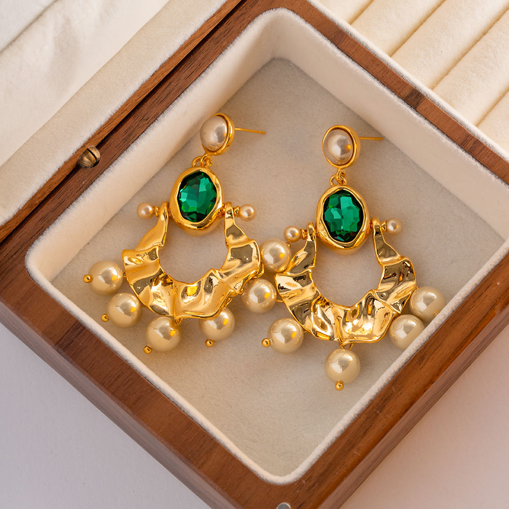 Oorhangers met Groene Steen & Parel – Natuurlijke Eleganties | Twinolo