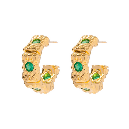 Mini Hoops with Shiny Green Accents – Playful Detail | Twinolo