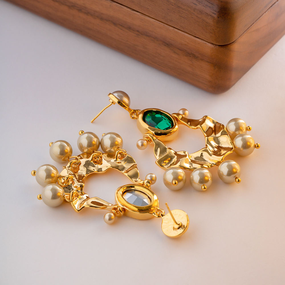 Oorhangers met Groene Steen & Parel – Natuurlijke Eleganties | Twinolo