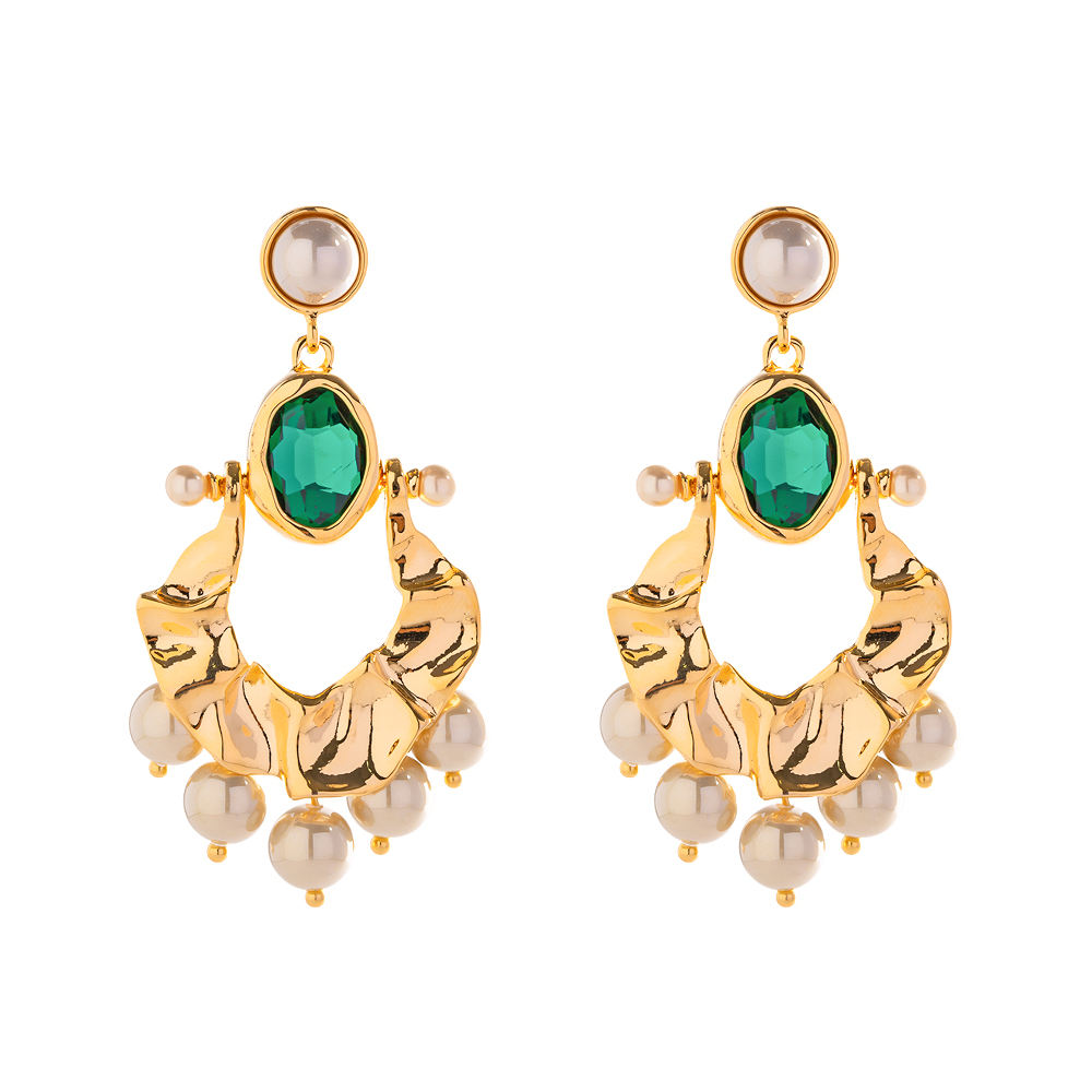 Oorhangers met Groene Steen & Parel – Natuurlijke Eleganties | Twinolo