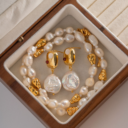 Boucles d'oreilles avec perle d'eau douce blanche – Pure élégance | Twinolo