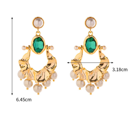 Oorhangers met Groene Steen & Parel – Natuurlijke Eleganties | Twinolo