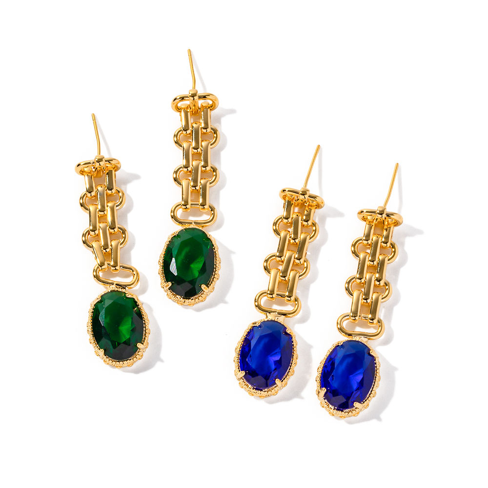 Boucles d'oreilles pierre ovale – Verte ou bleue | Look raffiné | Twinolo