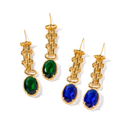 Boucles d'oreilles pierre ovale – Verte ou bleue | Look raffiné | Twinolo