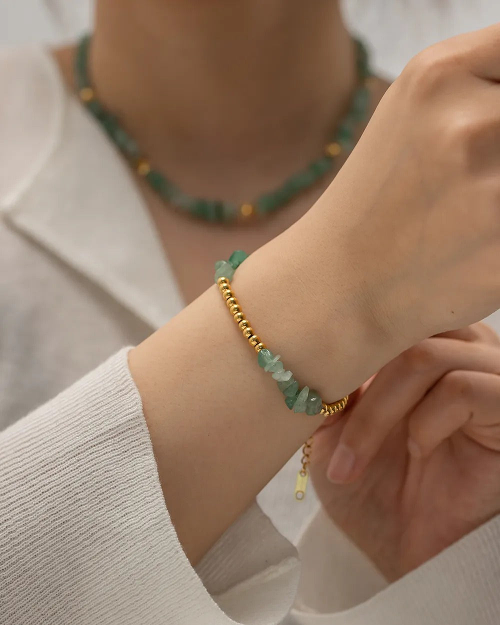 Bracelet with Green Stones – Natural & Stylish | Twinolo